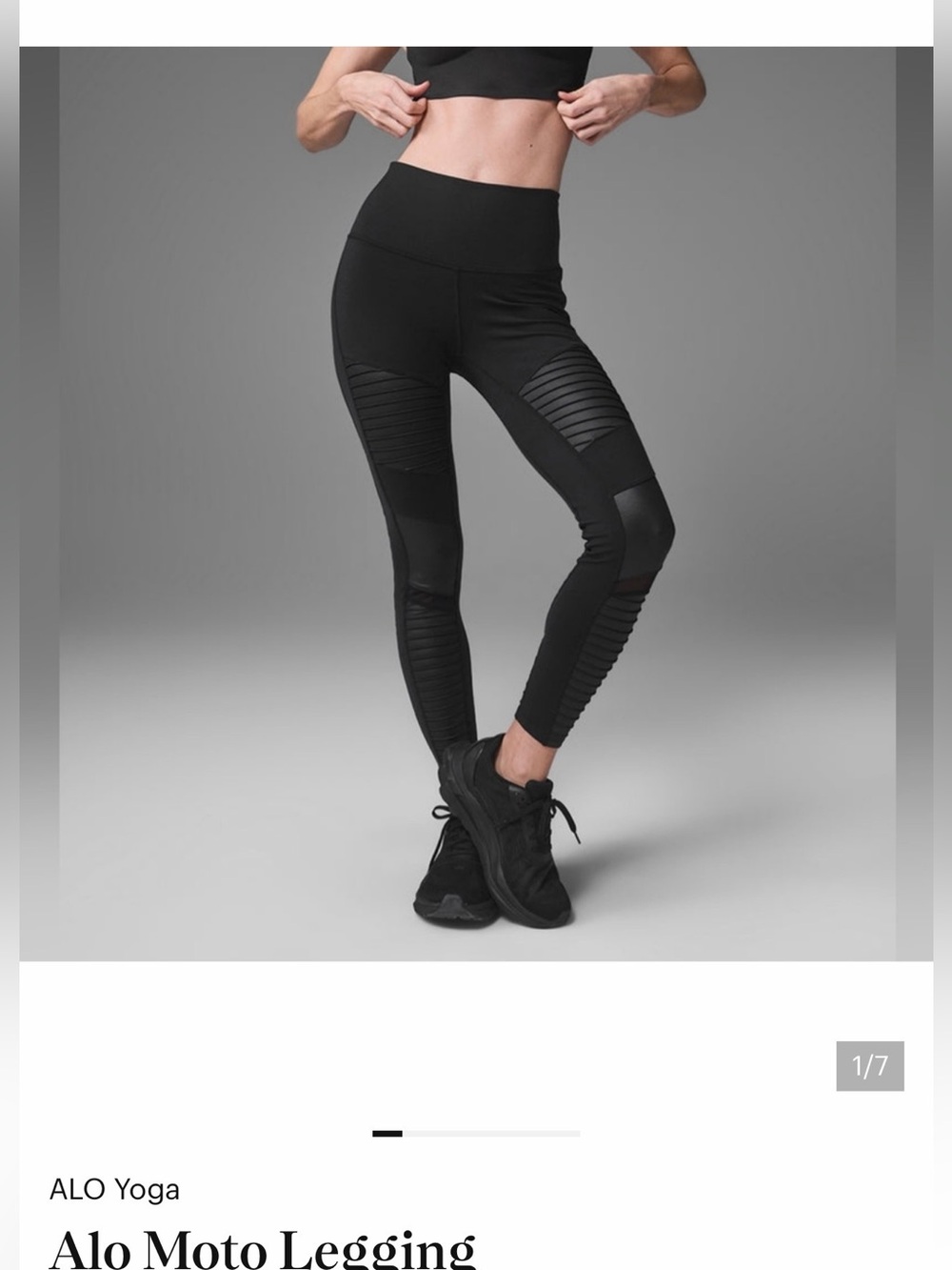 ALO Yoga Black Moto Ribbed High-Rise Leggings
